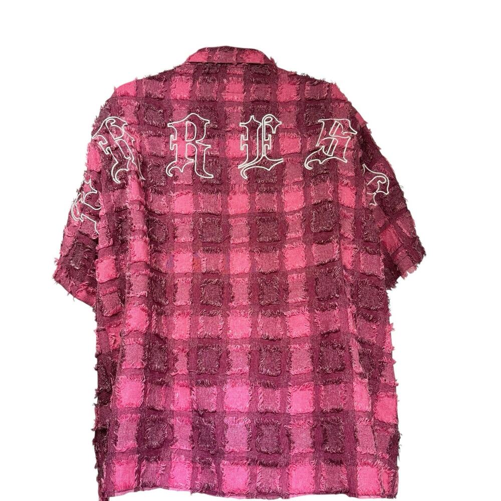Keep It Kleep Trek Pink Plaid Fray Shirt Shorts Set 3XL Streetwear Festival - Picture 4 of 16